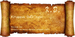 Kruppa Dénes névjegykártya